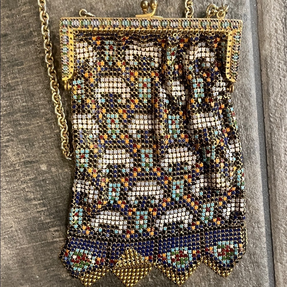 Vintage Gold Mini metal mesh Bag, gold,blue,cream,gray, green,wine & teal. - Picture 2 of 3